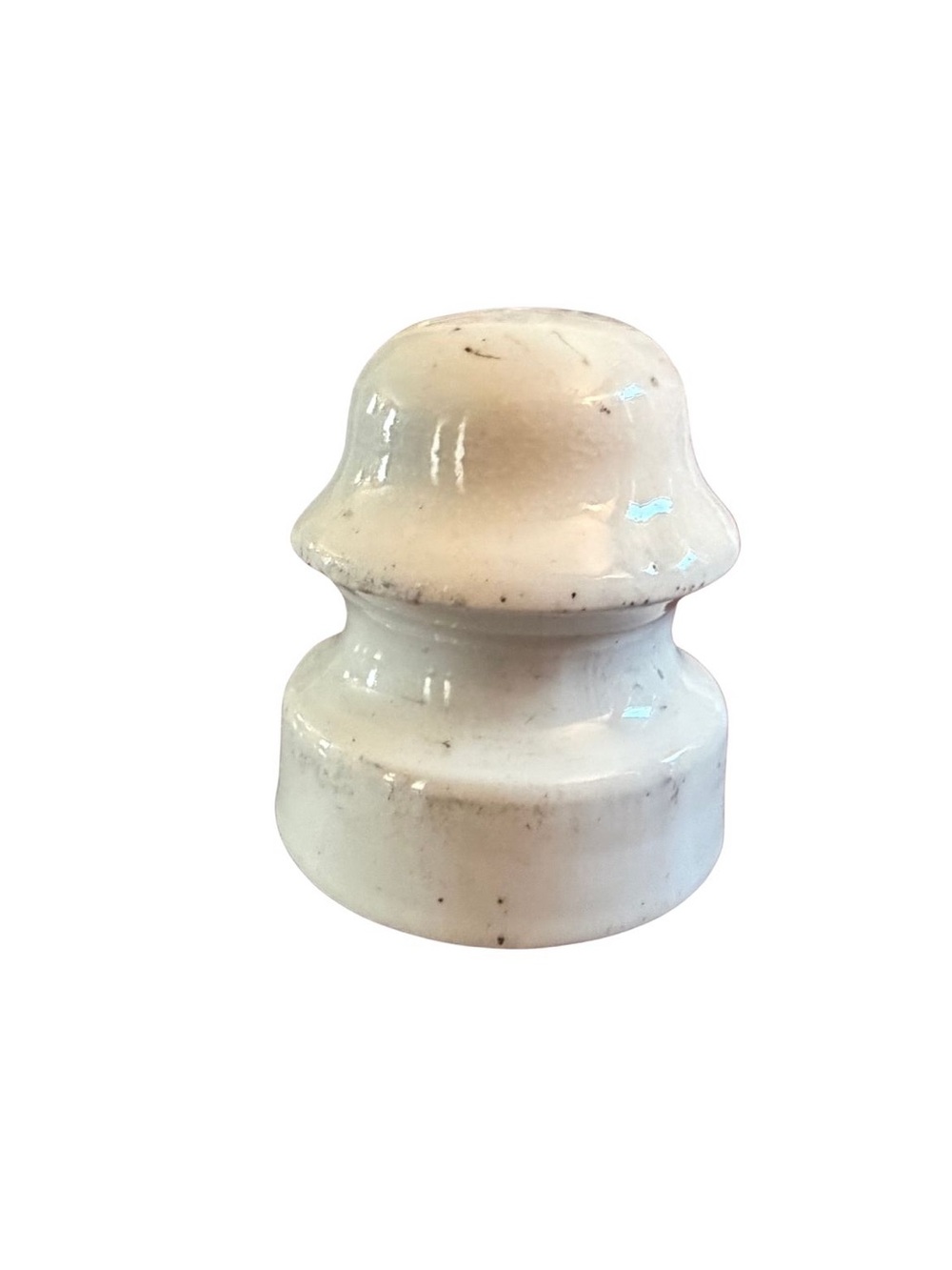 Vintage 4” White Glazed Ceramic Electrical Insulator Decor Bookend Accent